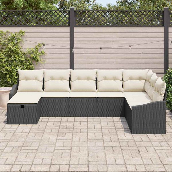 vidaXL Zestaw Sof na Ogr&oacute;d 8 pcs Czarny 55 x 62 x 69 cm Polirattan