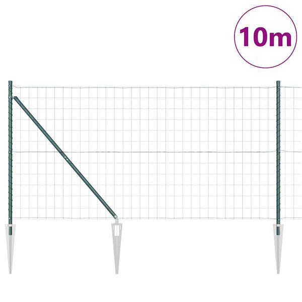vidaXL Ogrodzenie z słupkiem Zielony 1,4 x 10 m Stal i PVC