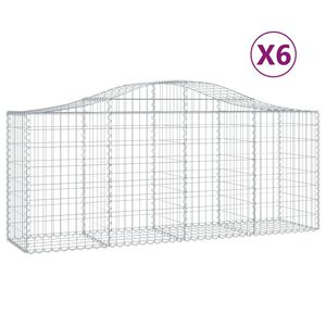 vidaXL Kosze gabionowe, 6 szt, 200x50x80/100 cm, galwanizowane żelazo