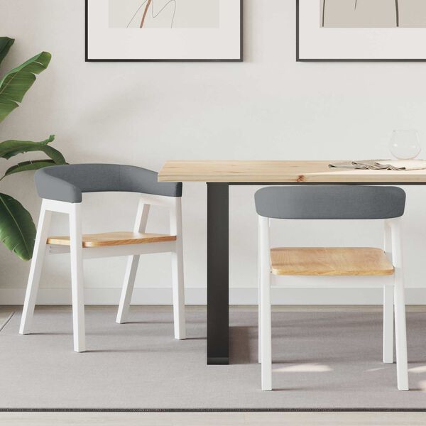 vidaXL Krzesła jadalne 2 pcs Biały 54 x 57 x 73 cm Lite drewno gumowe