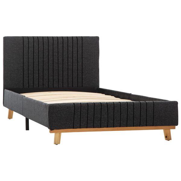 vidaXL Rama łóżka, ciemnoszara, tapicerowana tkaniną, 100 x 200 cm