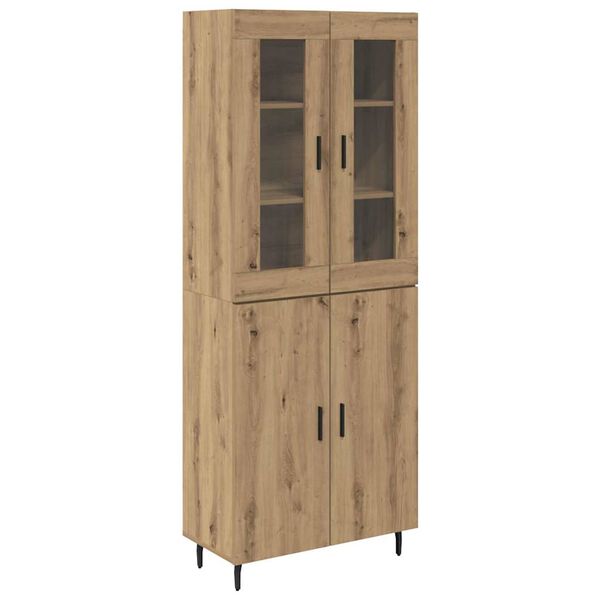 vidaXL Highboard 2 pcs Dąb rzemieślniczy Drewno inżynieryjne i szkło