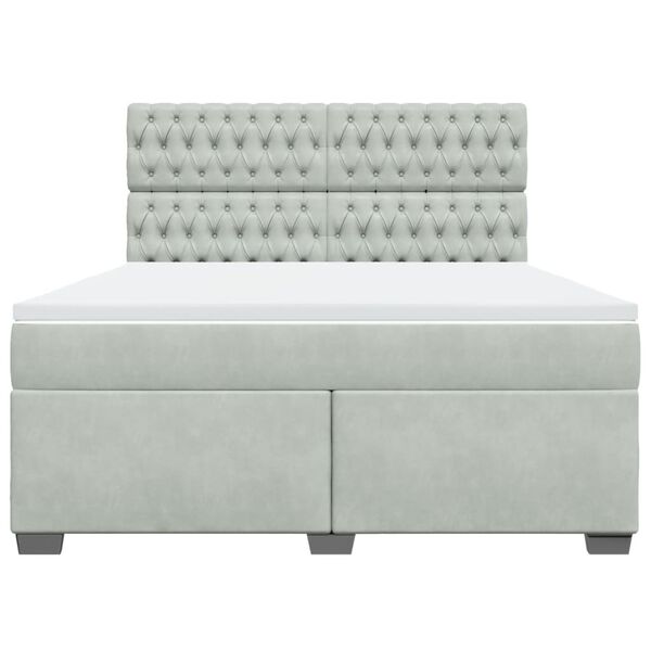 vidaXL Ł&oacute;żko kontynentalne z materacem, jasnoszare, 180x200cm, aksamit