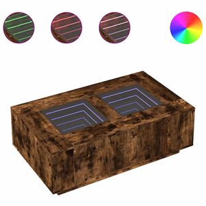 vidaXL Stolik kawowy z LED Infinity, przydymiony dąb, 116x69x40 cm