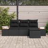 vidaXL Zestaw Sof na Ogr&oacute;d z poduszką 4 pcs Czarny Rattan poli