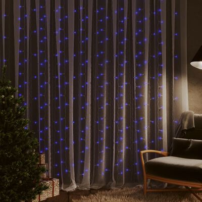 vidaXL Kurtyna lampek, 3x3m, 300 niebieskich diod LED, 8 funkcji