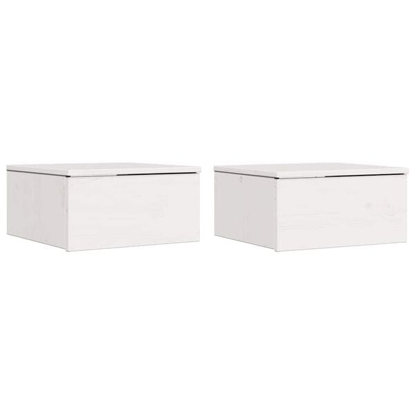 vidaXL Stolik nocny 2 pcs Biały 37 x 35 x 18,5 cm Lite drewno sosnowe