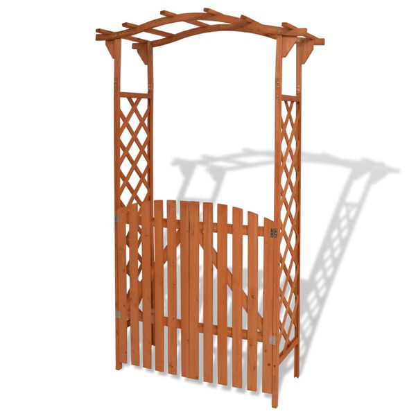 vidaXL Pergola ogrodowa z bramką, lite drewno, 120 x 60 x 205 cm