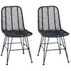 vidaXL Krzesło jadalniane 2 pcs Czarny 44 x 47 x 85 cm Rattan i żelazo