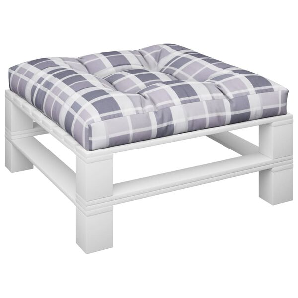 vidaXL Poduszka na paletę, szara krata, 80x80x12 cm, tkanina