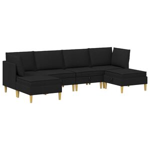 vidaXL Modularny Zestaw Sofy z Przechowalnią 6 pcs Czarny tkanina