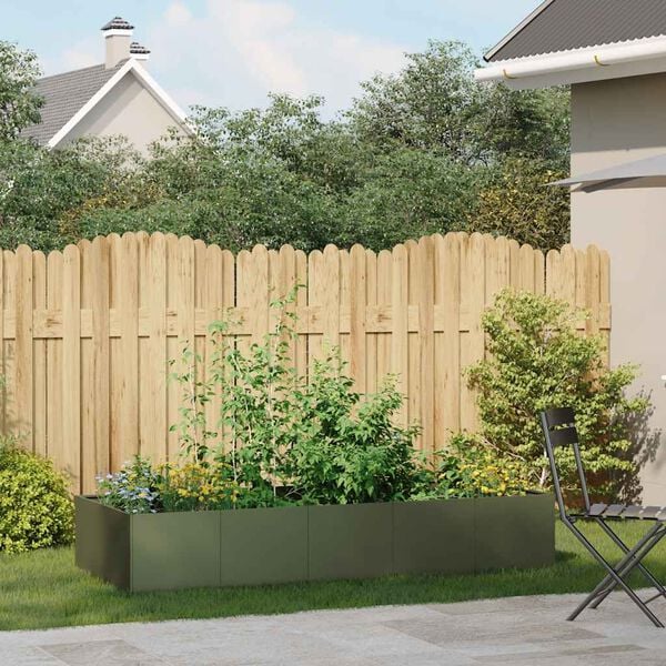 vidaXL Doniczka Oliwkowo-zielona 200x80x40 cm Stal