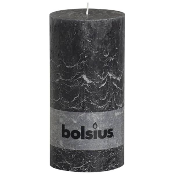 Bolsius Rustykalne świece pieńkowe, 200x100 mm, antracytowe, 4 sztuki