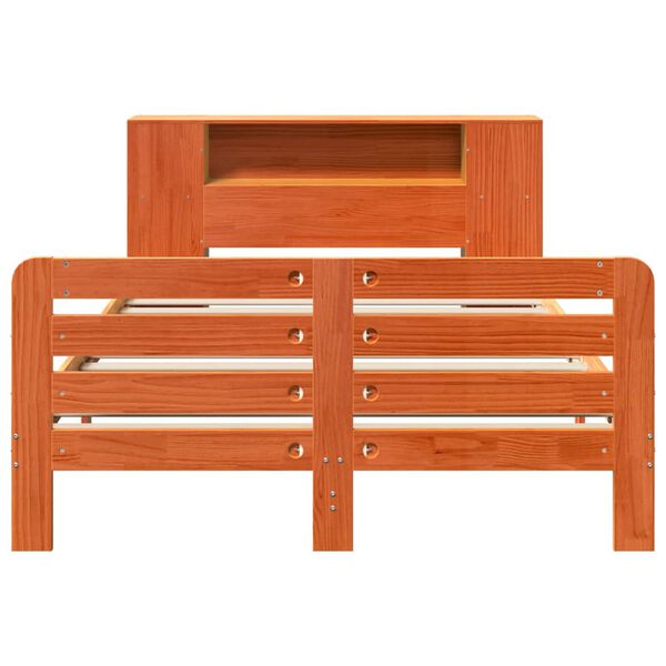 vidaXL Rama ł&oacute;żka bez materaca, woskowy brąz, 135x190 cm, lita sosna