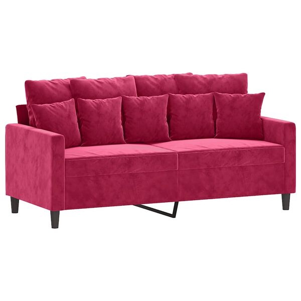 vidaXL Sofa 2-osobowa, winna czerwień, 140 cm, tapicerowana aksamitem
