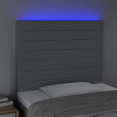 vidaXL Zagłówek do łóżka z LED, jasnoszary, 100x5x118/128 cm, tkanina