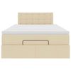 vidaXL Rama ł&oacute;żka otomana z materacem, kremowa, 120x200 cm, tkanina