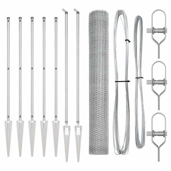vidaXL Słupek ogrodzeniowy. Srebrny 10 x 1,4 m (siatka 25 mm) Stal