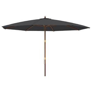 vidaXL Parasol ogrodowy na drewnianym słupku, czarny, 400x273 cm