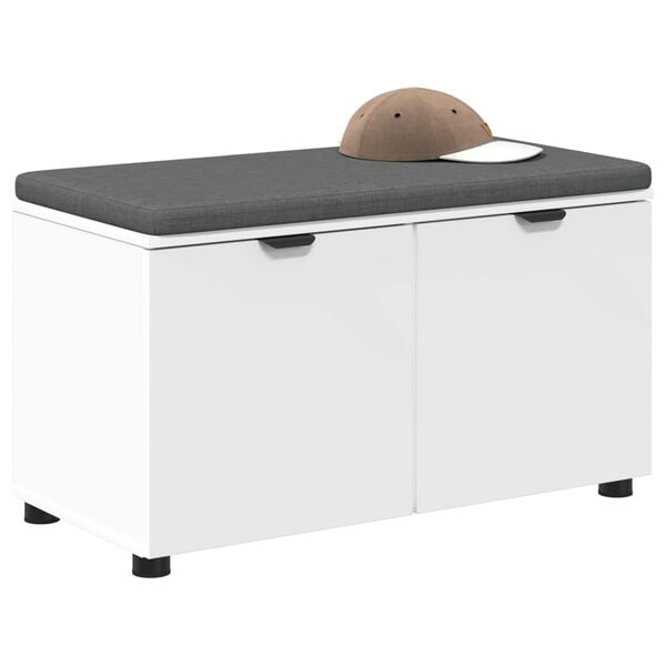 vidaXL Ławka w przedpokoju z poduszką z drzwiami Biały 80 x 46 x 46 cm