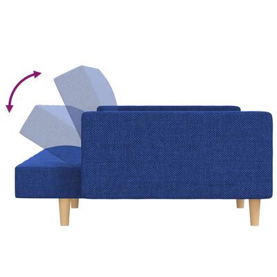 vidaXL 2-osobowa kanapa, 2 poduszki, niebieska, tapicerowana tkaniną