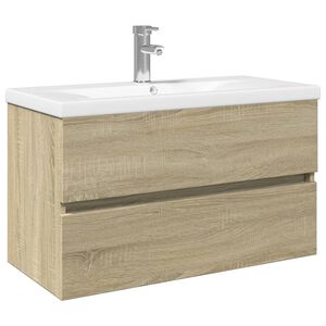 vidaXL 2-cz. zestaw łazienkowy, ceramika i materiał drewnopochodny