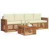 vidaXL Zestawy sof 5 pcs Naturalny i Kremowy Lite Drewno Akacji