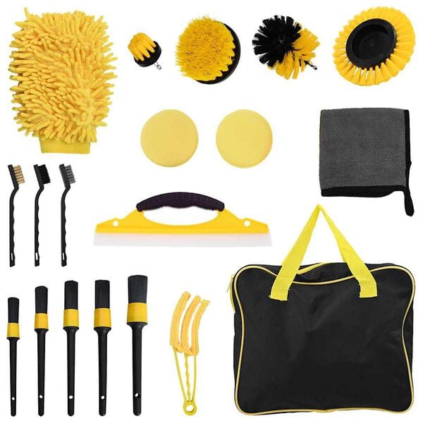 vidaXL Zestaw szczotek do samochodu Wielokolorowe polirattan