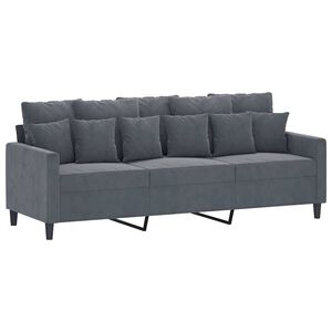vidaXL Sofa 3-osobowa, ciemnoszara, 180 cm, obita aksamitem