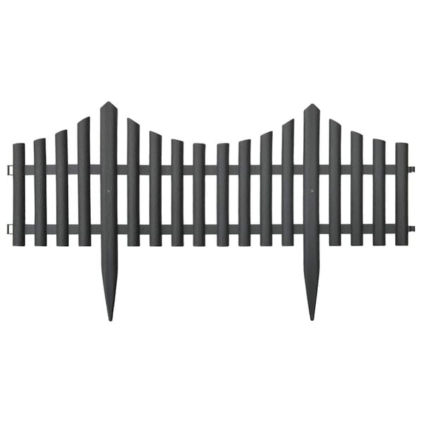 vidaXL Obrzeża trawnikowe, 17 szt., antracytowe, 10 m, PP