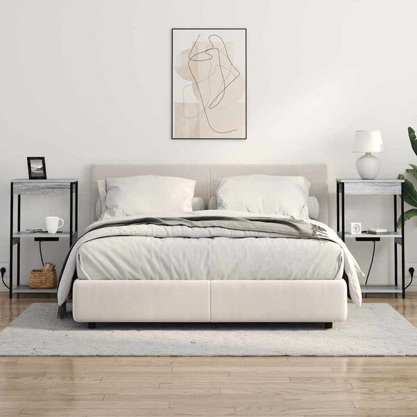 vidaXL Szafka Nocna z p&oacute;łką Szary Sonoma 41 x 31 x 76 cm