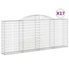 vidaXL Kosze gabionowe, 17 szt, 300x30x120/140cm, galwanizowane żelazo