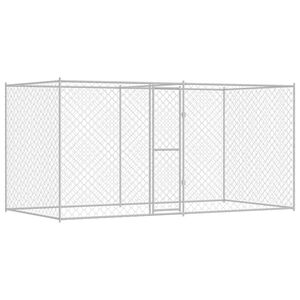 vidaXL Klatka dla psa Srebrny 400 x 200 x 200 cm Stal Galwanizowana