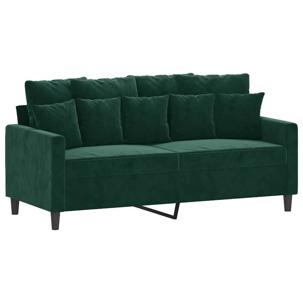 vidaXL Sofa 2-osobowa, ciemnozielona, 140 cm, tapicerowana aksamitem