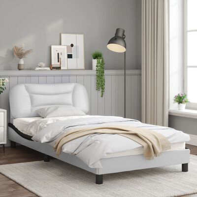 vidaXL Rama łóżka z zagłówkiem, biało-czarna, 100x200 cm, ekoskóra
