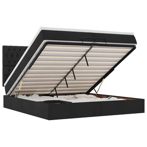 vidaXL Rama ł&oacute;żka otomana z materacami, czarna, 200x200 cm, tkanina