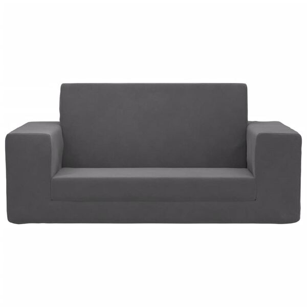 vidaXL 2-os. sofa dla dzieci, rozkładana, antracytowa, miękki plusz