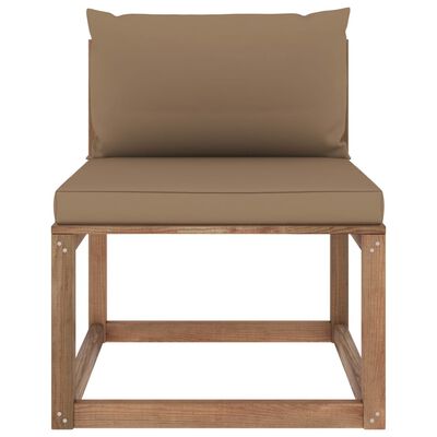 vidaXL Ogrodowa sofa środkowa z palet, z poduszkami w kolorze taupe