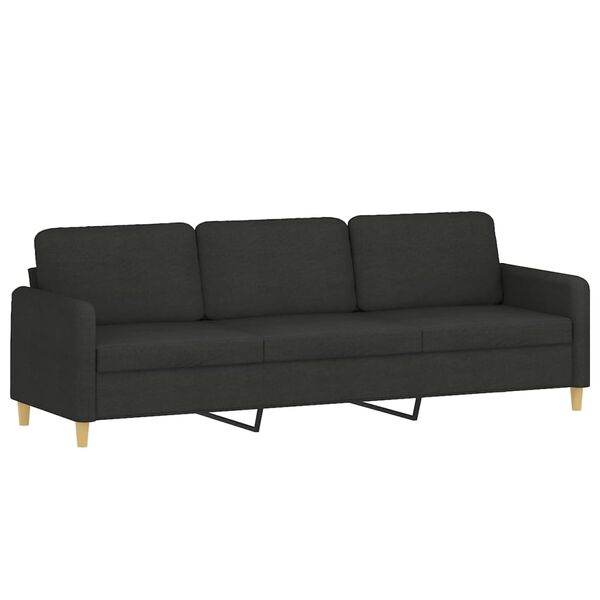 vidaXL 3-osobowa sofa z podn&oacute;żkiem, czarna, 210 cm, tkaniną
