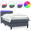 vidaXL Ł&oacute;żko kontynentalne z materacem i LED, ciemnoszare, 100x220cm aksamit