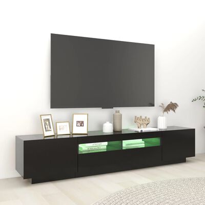 vidaXL Szafka TV z oświetleniem LED, czarna, 200x35x40 cm