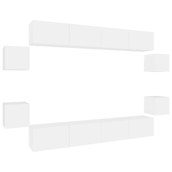 vidaXL 8-częściowy zestaw szafek telewizyjnych, biały