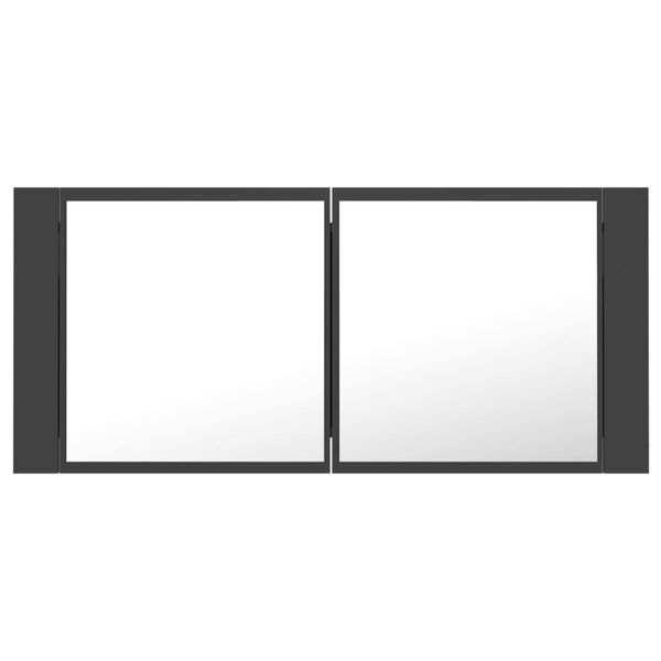 vidaXL Szafka łazienkowa z lustrem i LED, szara, 100x12x45 cm, akryl