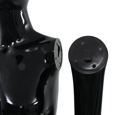 vidaXL Manekin damski ze szklaną podstawą, czarny, błyszczący, 175 cm