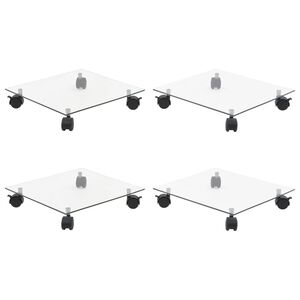 vidaXL Podstawki pod doniczki, na k&oacute;łkach, 4 szt., 35x35 cm, szklane