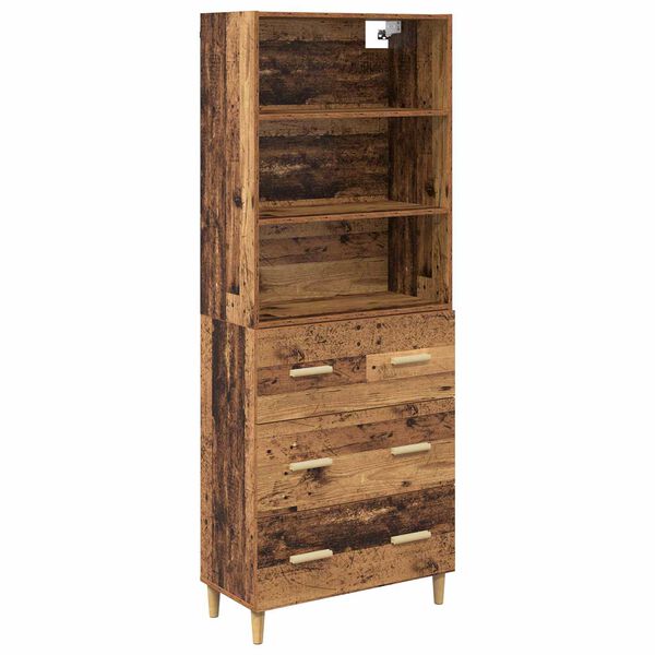 vidaXL Highboard z szufladą Stare drewno 69,5 x 32,5 x 180 cm
