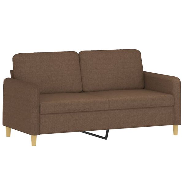 vidaXL 2-osobowa sofa z poduszkami, brązowa, 140 cm, tkanina