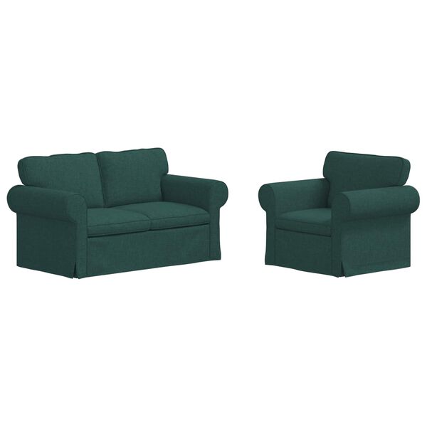 vidaXL Sofa 2 pcs Ciemna zieleń
