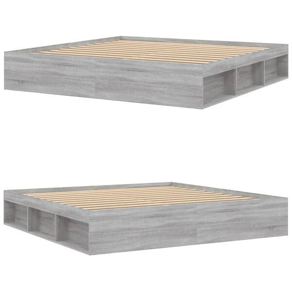 vidaXL Rama ł&oacute;żka, szary dąb sonoma, 200x200 cm