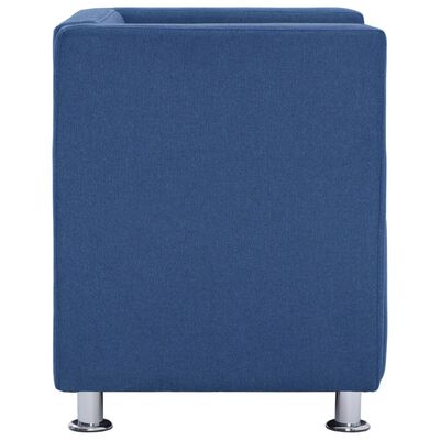 vidaXL Fotel kubik, niebieski, tkanina